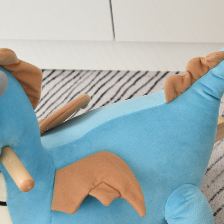 Kids Plush Ride On Rocking Horse Toy Dinosaur Ride Rocking Chair With Realistic Sounds For18 36 Months, Blue