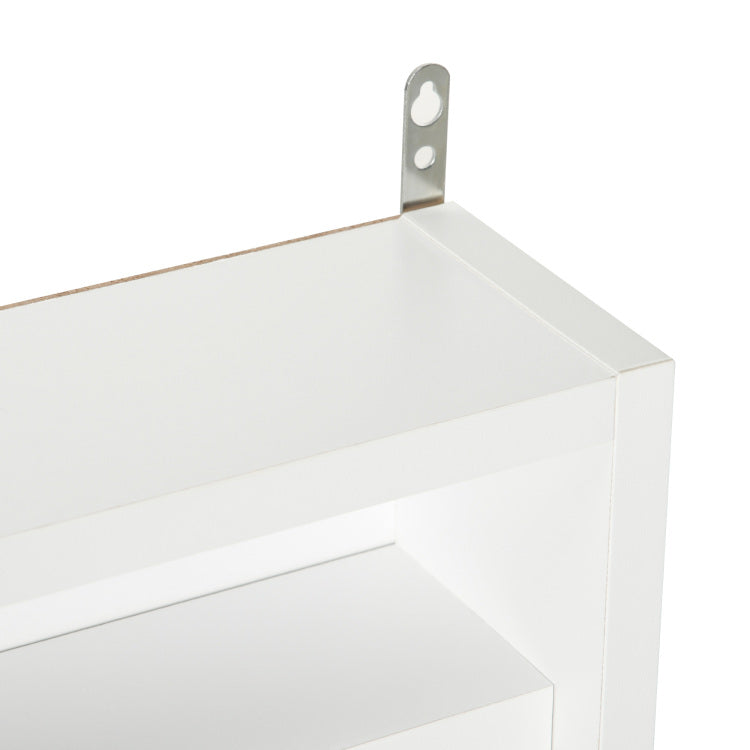 5 Tier Display Cabinet, Glass Display Case With 2 Doors And Adjustable Shelves, Wall Mounted, White