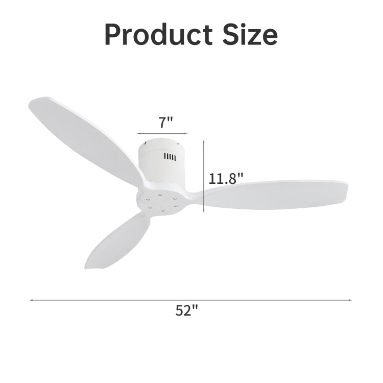 52 Inch Indoor Wooden With 3 Solid Wood Blades Remote Control Reversible Dc Motor Without Light