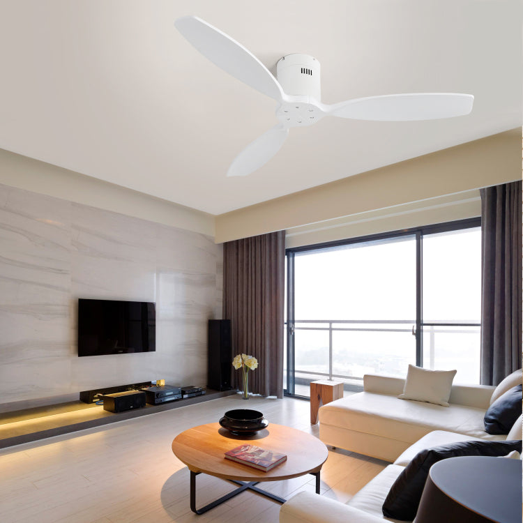 52 Inch Indoor Wooden With 3 Solid Wood Blades Remote Control Reversible Dc Motor Without Light
