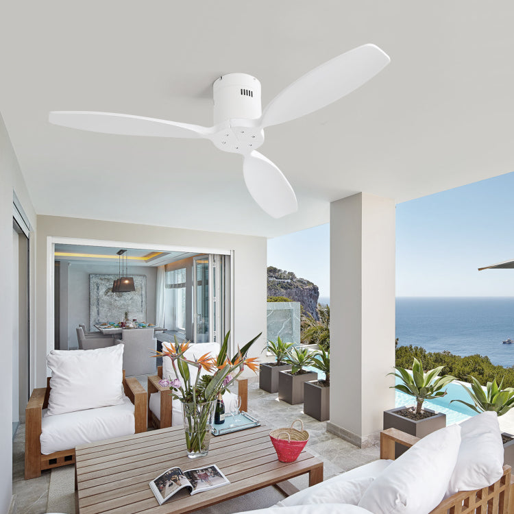 52 Inch Indoor Wooden With 3 Solid Wood Blades Remote Control Reversible Dc Motor Without Light