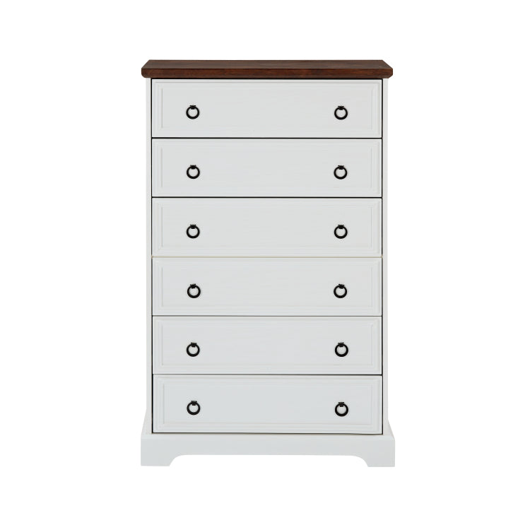 Modern 6 Drawer Dresser, Dressers For Bedroom, Tall Chest Of Drawers Closet Organizers & Storage Clothes Easy Pull Handle, Textured Borders Living Room, Hallway,L 29.53''*W15.75''*H48.03''White