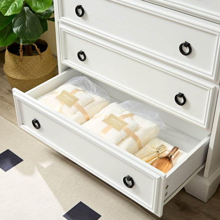 Modern 6 Drawer Dresser, Dressers For Bedroom, Tall Chest Of Drawers Closet Organizers & Storage Clothes Easy Pull Handle, Textured Borders Living Room, Hallway,L 29.53''*W15.75''*H48.03''White