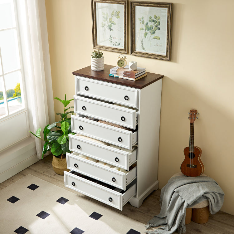 Modern 6 Drawer Dresser, Dressers For Bedroom, Tall Chest Of Drawers Closet Organizers & Storage Clothes Easy Pull Handle, Textured Borders Living Room, Hallway,L 29.53''*W15.75''*H48.03''White