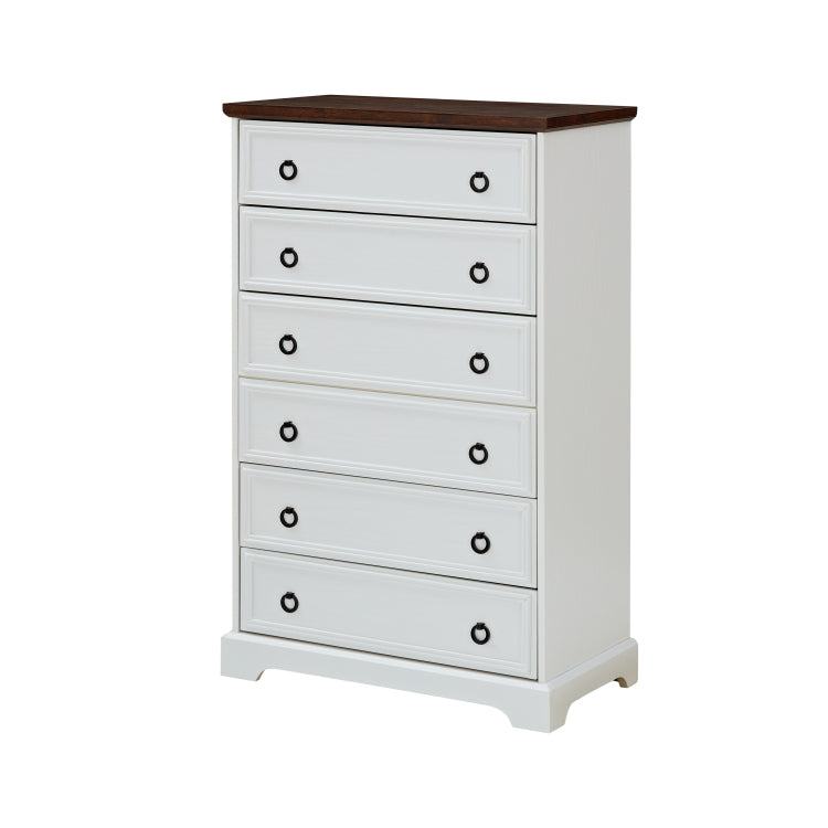 Modern 6 Drawer Dresser, Dressers For Bedroom, Tall Chest Of Drawers Closet Organizers & Storage Clothes Easy Pull Handle, Textured Borders Living Room, Hallway,L 29.53''*W15.75''*H48.03''White