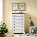 Modern 6 Drawer Dresser, Dressers For Bedroom, Tall Chest Of Drawers Closet Organizers & Storage Clothes Easy Pull Handle, Textured Borders Living Room, Hallway,L 29.53''*W15.75''*H48.03''White
