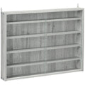 5 Tier Display Cabinet, Glass Display Case With 2 Doors And Adjustable Shelves, Wall Mounted, Grey