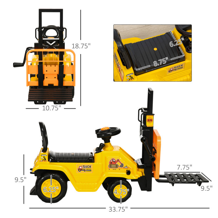 Sit And Scoot Ride On Toy With Forklift Operation, Construction Toys For Kids With Under Seat Storage, Forklift Toy For 3 Year Old Boys & Girls, Imagination Toys