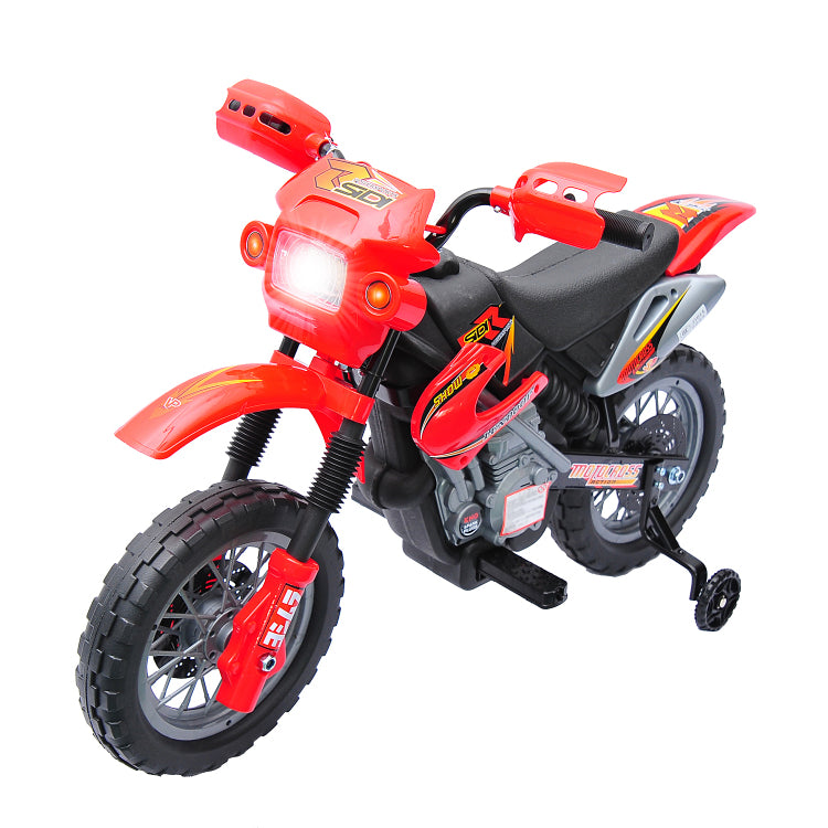 6V Kids Motorcycle Dirt Bike Electric Battery Powered Ride On Toy Off Road Street Bike With Training Wheels Red