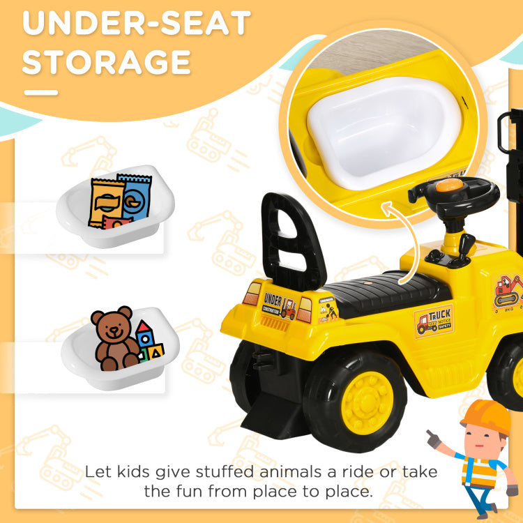 Sit And Scoot Ride On Toy With Forklift Operation, Construction Toys For Kids With Under Seat Storage, Forklift Toy For 3 Year Old Boys & Girls, Imagination Toys