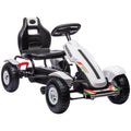 Kids Pedal Go Kart, Outdoor Ride On Toys With Adjustable Seat, Sharp Handling, Handbrake, 4 Non Slip Rubber Wheels For Boys & Girls Aged 5 12 Years Old, White