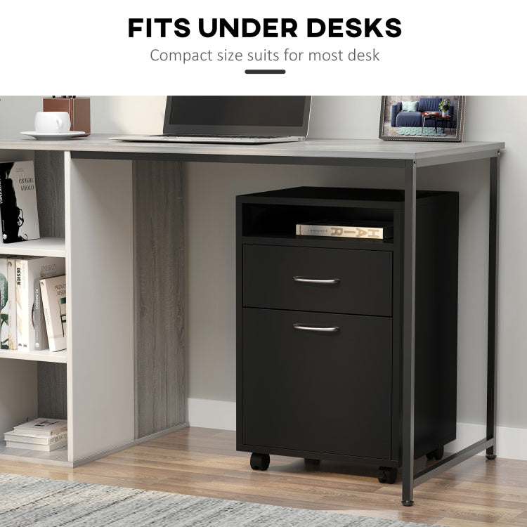 Mobile Storage Cabinet Organizer With Drawer And Cabinet, Printer Stand With Castors, Black