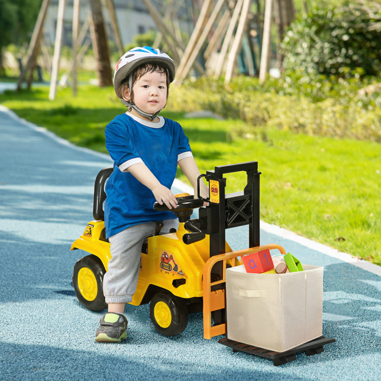 Sit And Scoot Ride On Toy With Forklift Operation, Construction Toys For Kids With Under Seat Storage, Forklift Toy For 3 Year Old Boys & Girls, Imagination Toys