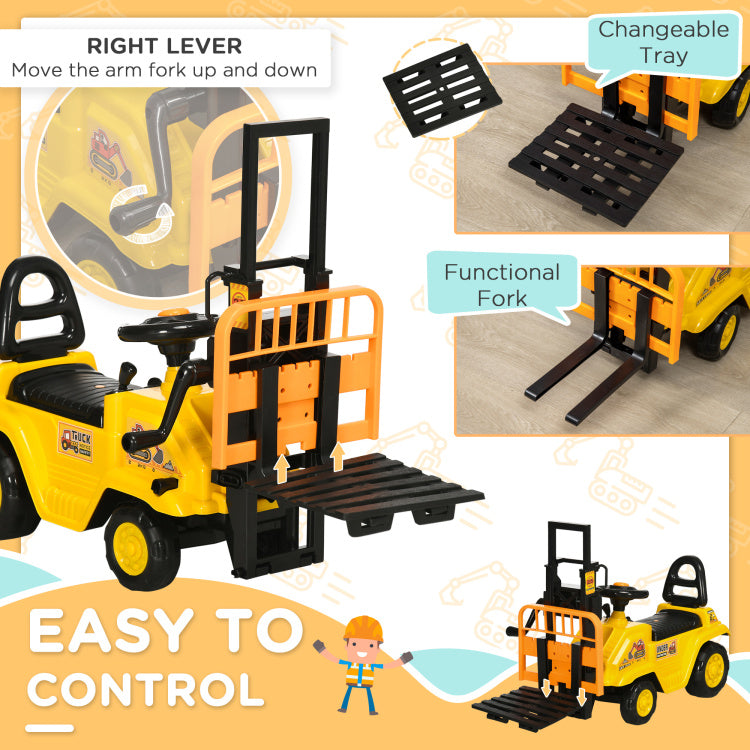 Sit And Scoot Ride On Toy With Forklift Operation, Construction Toys For Kids With Under Seat Storage, Forklift Toy For 3 Year Old Boys & Girls, Imagination Toys