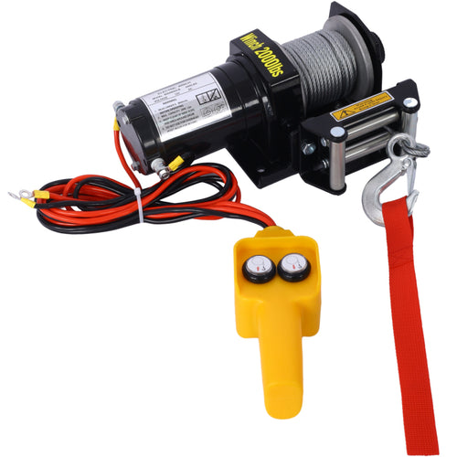 2000Lb 12V Atv Utv Electric Winch, Off Road Waterproof Steel Cable Winch For Atv Utv Towing Trailer Winch
