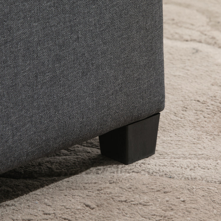 Homcom Fabric Tufted Storage Ottoman With Flip Top Seat Lid, Metal Hinge And Stable Eucalyptus Wood Frame For Living Room, Entryway, Or Bedroom, Grey