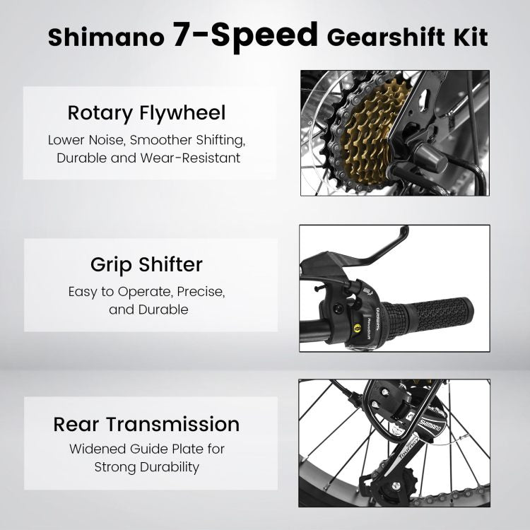 S20109 20 Inch Mountain Bike For Kids And Teenagers, High Carbon Steel Frame, Disc Brakes, Durable Wide Tires, Front Suspension, 7 Speed, Ideal For Snow And Off Road Riding