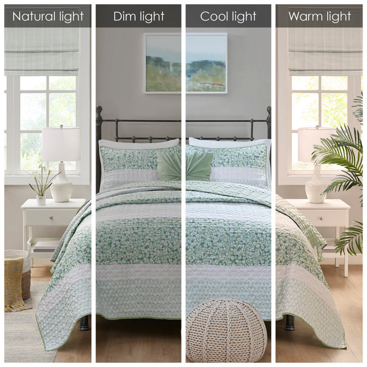 King Cal King 4 Piece Seersucker Quilt Set With Throw Pillow