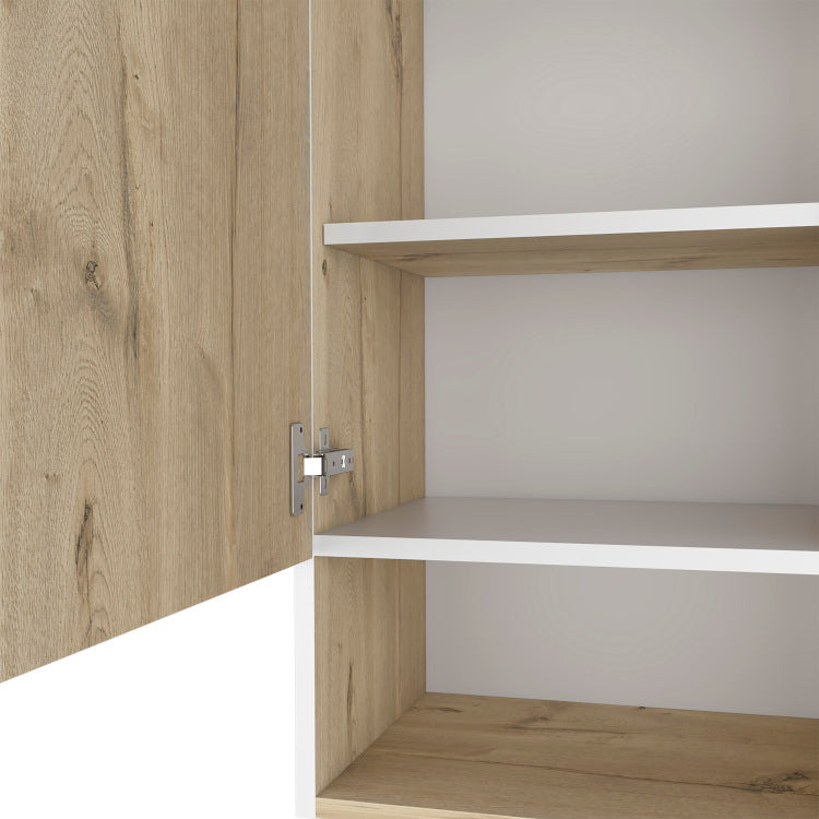 Medicine Single Door Cabinet 28" H, One Shelf, Two Interior Shelves, Light Oak White