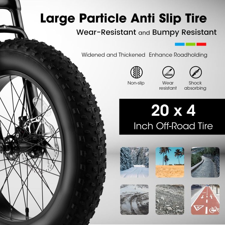 S20109 20 Inch Mountain Bike For Kids And Teenagers, High Carbon Steel Frame, Disc Brakes, Durable Wide Tires, Front Suspension, 7 Speed, Ideal For Snow And Off Road Riding