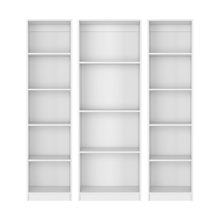 Torrey 3 Piece Living Room Set With 3 Bookcases, White