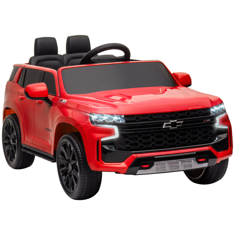 Aosom Chevrolet Tahoe Licensed Kids Ride On Car, 12V Battery Powered Kids Electric Car With Remote Control, Music, Lights, Horn, Suspension For 3 6 Years Old, Red