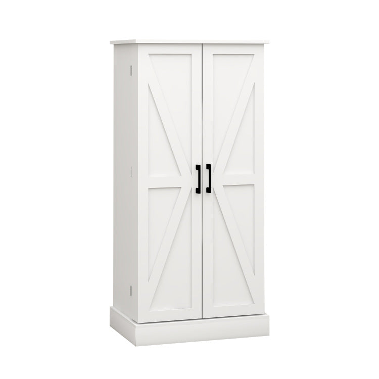 50" Led Kitchen Pantry Cabinet,Freestanding Buffet Cupboards Sideboard With 2 Doors With Racks And 2 Adjustable Shelves For Kitchen, Living Room And Dinning Room White