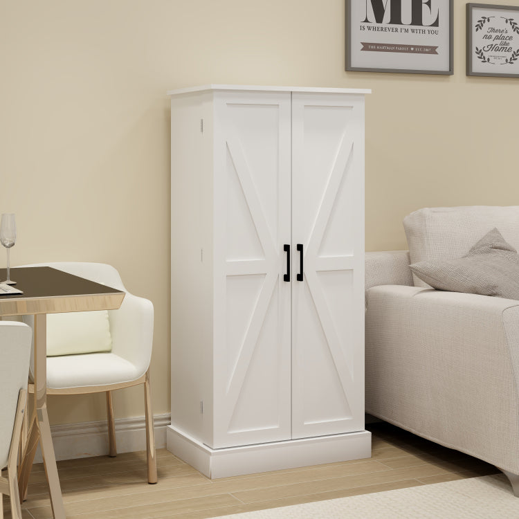 50" Led Kitchen Pantry Cabinet,Freestanding Buffet Cupboards Sideboard With 2 Doors With Racks And 2 Adjustable Shelves For Kitchen, Living Room And Dinning Room White