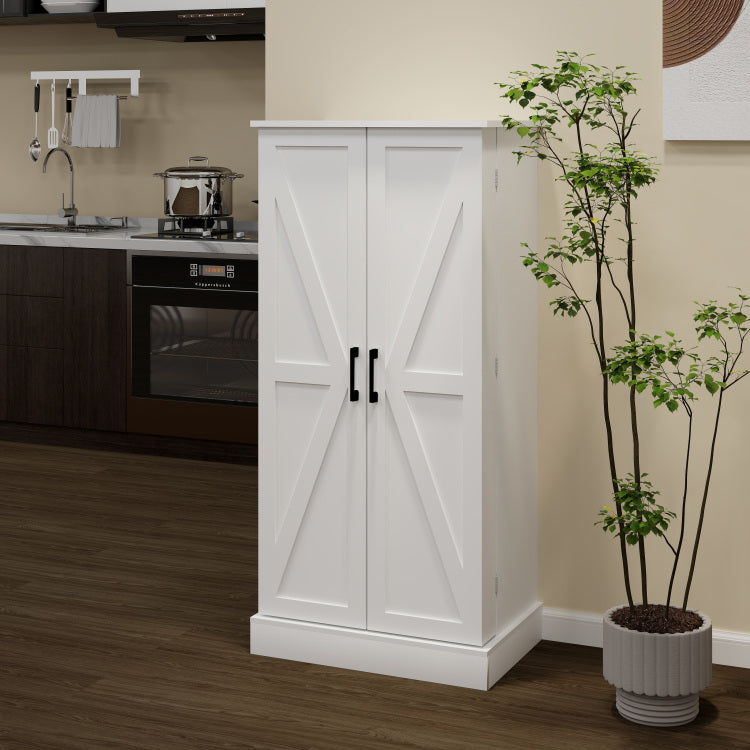 50" Led Kitchen Pantry Cabinet,Freestanding Buffet Cupboards Sideboard With 2 Doors With Racks And 2 Adjustable Shelves For Kitchen, Living Room And Dinning Room White