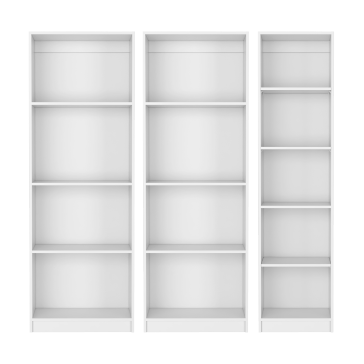 Trues 3 Piece Living Room Set With 3 Bookcases, White