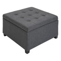 Homcom Fabric Tufted Storage Ottoman With Flip Top Seat Lid, Metal Hinge And Stable Eucalyptus Wood Frame For Living Room, Entryway, Or Bedroom, Grey