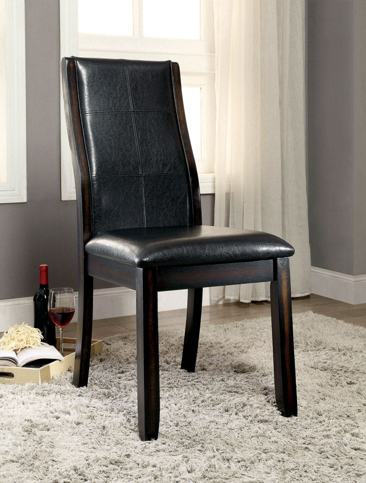 Transitional Dining Room Side Chairs Set Of 2Pc Chairs Only Brown Cherry Unique Curved Back Espresso Fabric Padded Seat