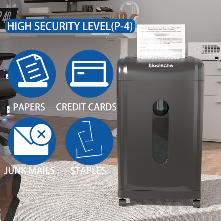 Large Capacity Heavy Duty Document Shredder 19 Sheet Cross Cut Paper Credit Card Shredder With 7.93 Gallon Pullout Wastebasket & 4 Castor