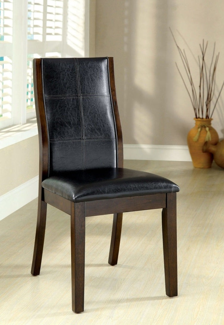 Transitional Dining Room Side Chairs Set Of 2Pc Chairs Only Brown Cherry Unique Curved Back Espresso Fabric Padded Seat