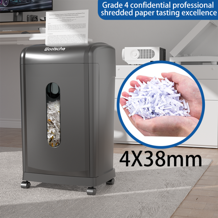 Large Capacity Heavy Duty Document Shredder 19 Sheet Cross Cut Paper Credit Card Shredder With 7.93 Gallon Pullout Wastebasket & 4 Castor
