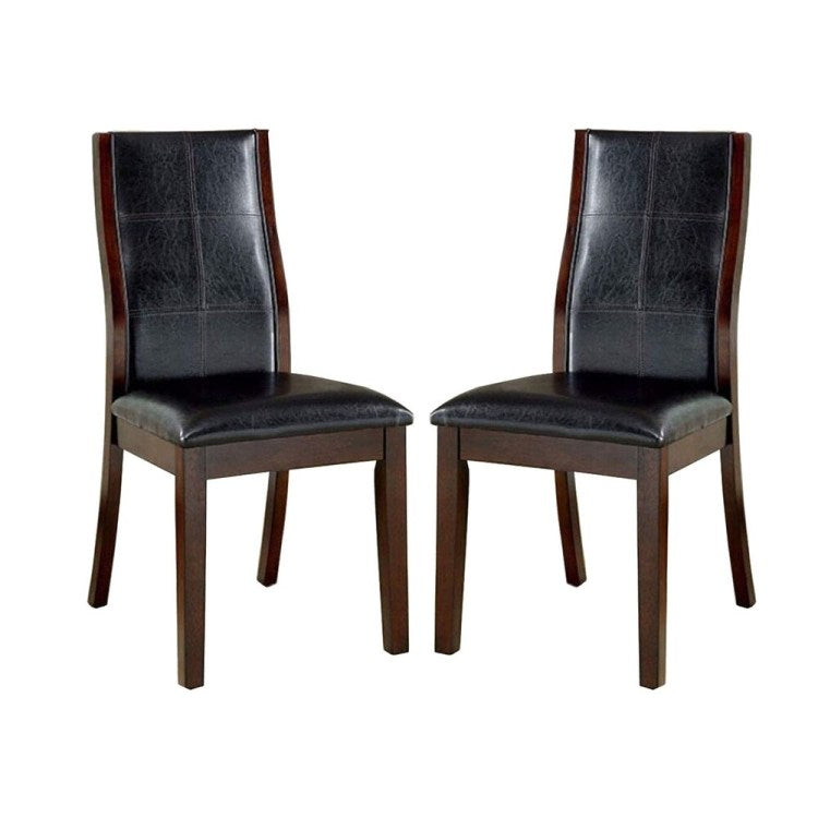 Transitional Dining Room Side Chairs Set Of 2Pc Chairs Only Brown Cherry Unique Curved Back Espresso Fabric Padded Seat