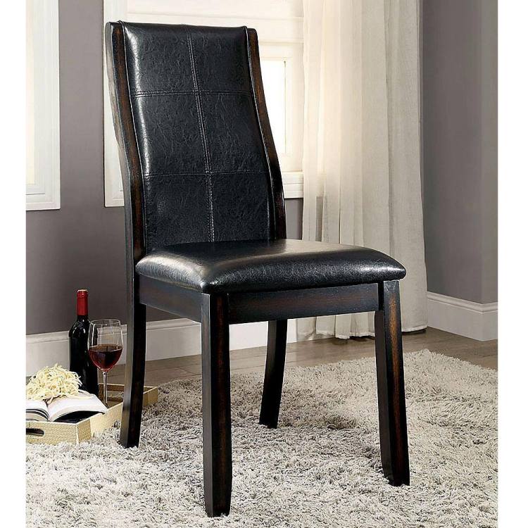 Transitional Dining Room Side Chairs Set Of 2Pc Chairs Only Brown Cherry Unique Curved Back Espresso Fabric Padded Seat