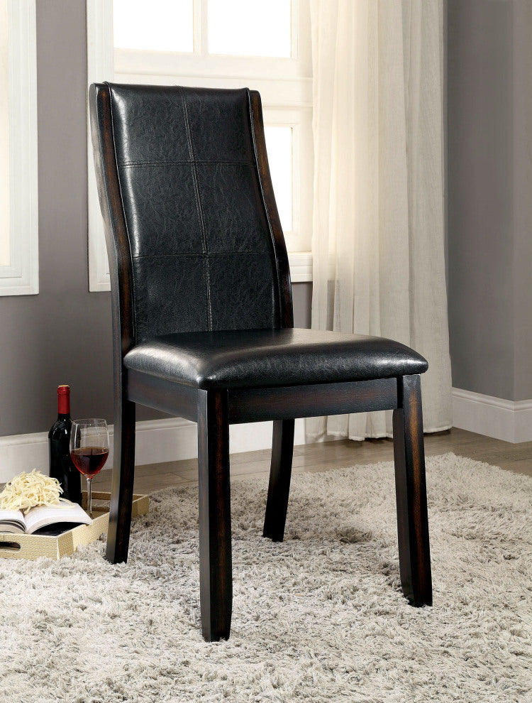 Transitional Dining Room Side Chairs Set Of 2Pc Chairs Only Brown Cherry Unique Curved Back Espresso Fabric Padded Seat