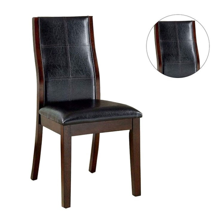 Transitional Dining Room Side Chairs Set Of 2Pc Chairs Only Brown Cherry Unique Curved Back Espresso Fabric Padded Seat
