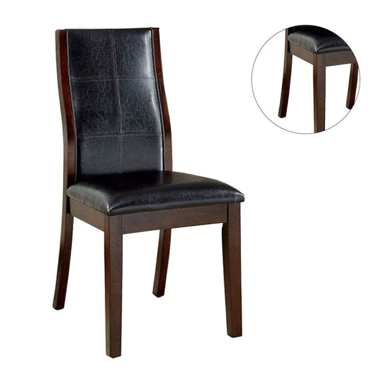 Transitional Dining Room Side Chairs Set Of 2Pc Chairs Only Brown Cherry Unique Curved Back Espresso Fabric Padded Seat