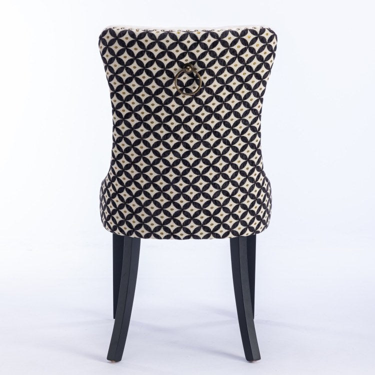 Classic Velvet Dining Chairs, High End Tufted Solid Wood Contemporary Velvet Upholstered Dining Chair With Wood Legs Nailhead, Set Of 2,Beige And Patterned,Sw2201Bg