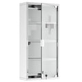 Kleankin Wall Mounted Medicine Cabinet, Locking Wall Cabinet With 4 Tier Shelves, Stainless Steel Frame And Glass Door, Lockable With 2 Keys, Silver, 12" X 24"