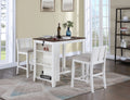 Graham 36" 3 Piece White Finish Small Space Counter Height Dining Table With Shelves And 2 Chairs