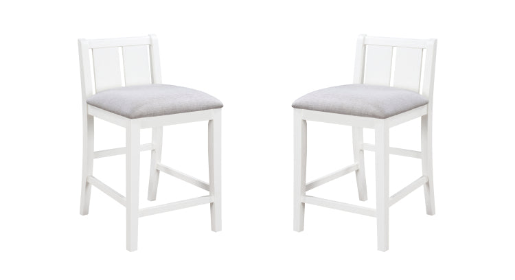 Graham 36" 3 Piece White Finish Small Space Counter Height Dining Table With Shelves And 2 Chairs