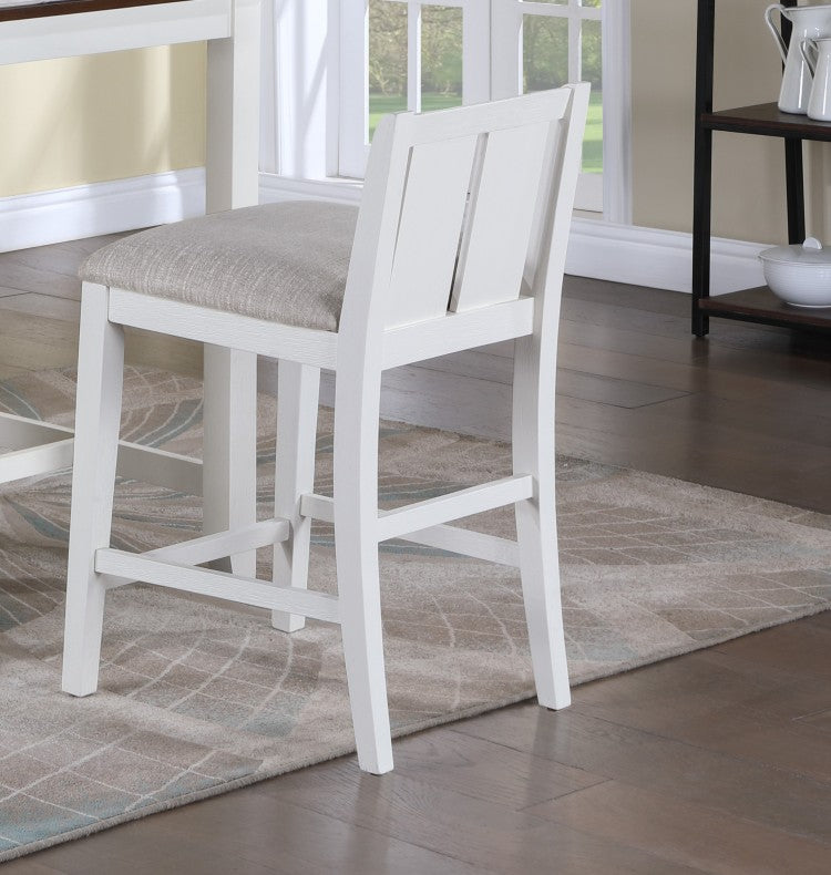 Graham 36" 3 Piece White Finish Small Space Counter Height Dining Table With Shelves And 2 Chairs