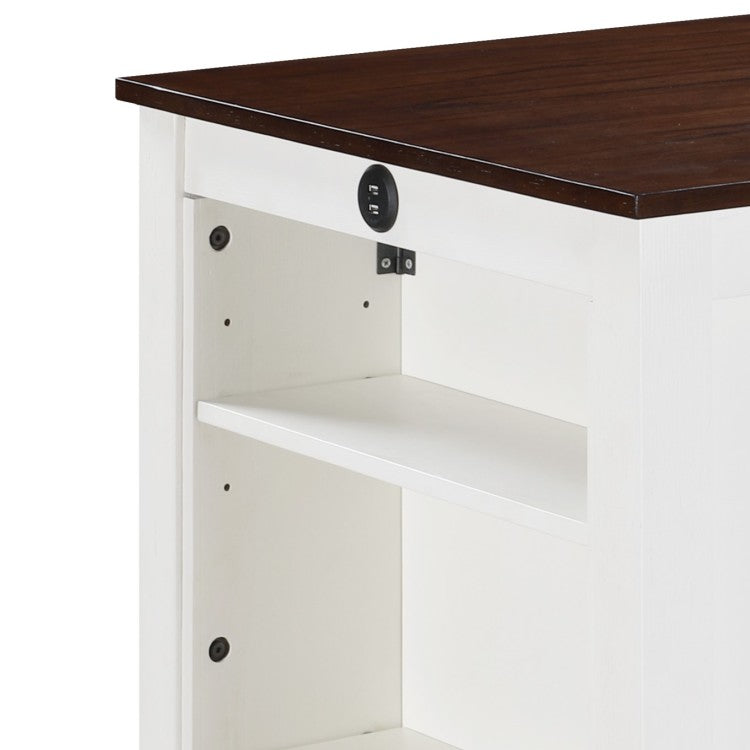 Graham 36" 3 Piece White Finish Small Space Counter Height Dining Table With Shelves And 2 Chairs