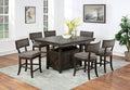 Dining Room Furniture Counter Height Dining Table W Butterfly Leaf Rustic Espresso Storage Base 7Pc Dining Set 6X High Chairs Unique Design Back