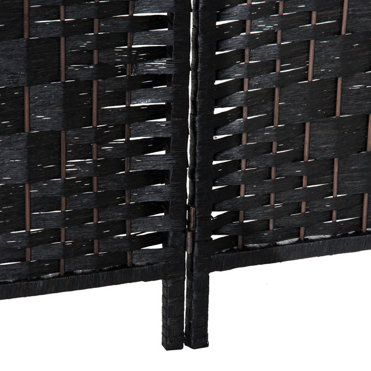 Homcom 6' Tall Wicker Weave 4 Panel Room Divider Privacy Screen Black
