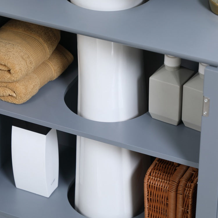 Homcom Under Sink Bathroom Cabinet With 2 Doors And Shelf, Pedestal Sink Bathroom Vanity Cabinet, Gray