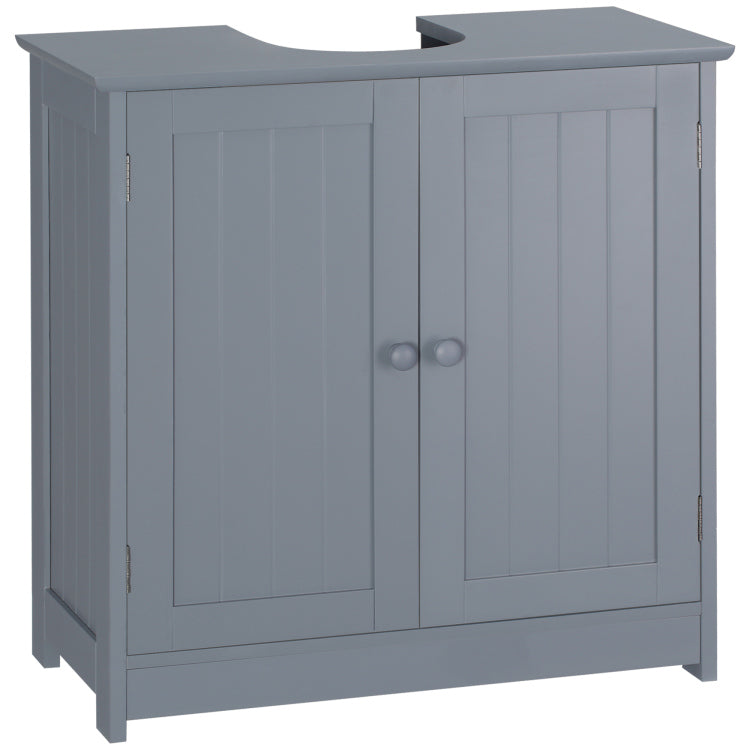 Homcom Under Sink Bathroom Cabinet With 2 Doors And Shelf, Pedestal Sink Bathroom Vanity Cabinet, Gray